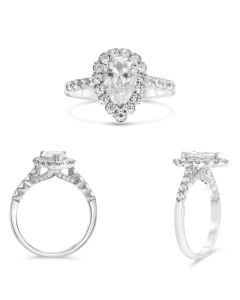 Three Prong Halo Engagement Ring