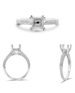 Double Prong Triple Pave Engagement Setting
