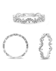 Wavy White Gold Diamond Pave Band