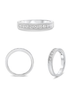 Ten Stone White Diamond Milgrain Band