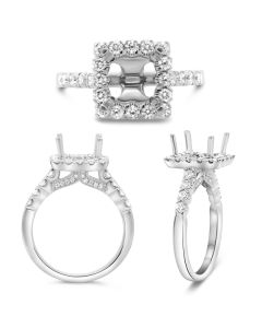 Modern Square Halo Engagement Setting