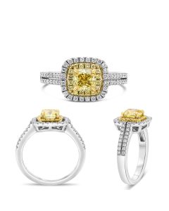 Cushion Fancy Yellow Diamond Ring