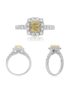 Cushion Fancy Yellow Diamond Ring