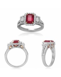 Emerald Cut Ruby Ring