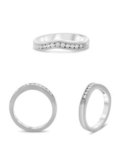 Curved White Gold Milgrain Diamond Band