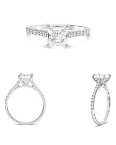Four Prong Pave Shank Engagement Setting