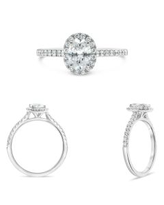 White Gold Oval Halo Engagement Setting