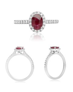 White Gold Oval Ruby & Diamond Ring