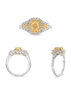 Cushion Fancy Yellow Diamond Ring