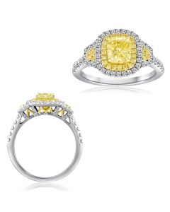 Cushion Fancy Yellow Diamond Ring