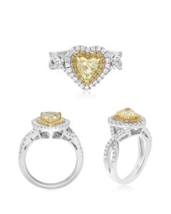 Heart Shape Fancy Yellow Diamond Ring
