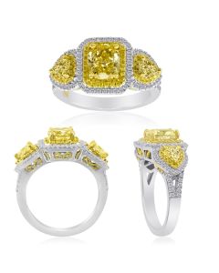 Radiant Fancy Yellow Diamond Ring