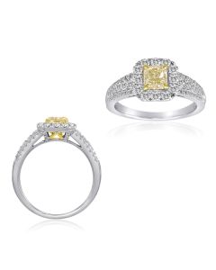 Cushion Fancy Yellow Diamond Ring