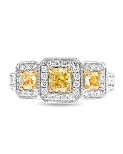 Radiant Fancy Yellow Diamond Ring