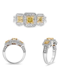 Radiant Fancy Yellow Diamond Ring