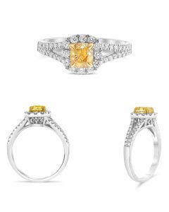 Cushion Fancy Yellow Diamond Ring