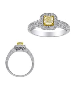 Radiant Fancy Yellow Diamond Ring