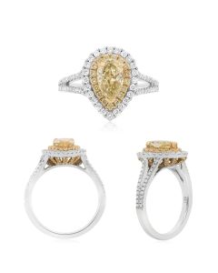 Pearshaped Yellow Diamond Ring