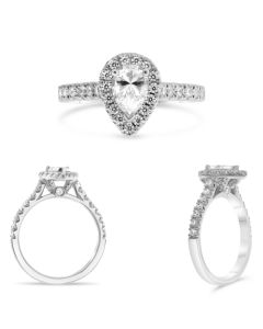 Three Prong Halo Engagement Ring