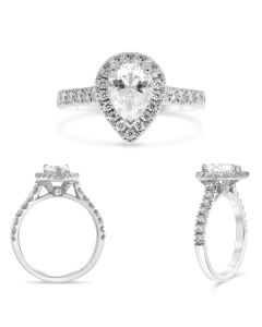 Three Prong Halo Engagement Ring