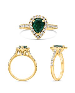 Three Prong Halo Engagement Ring