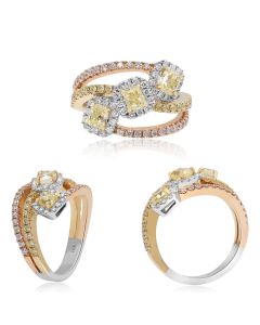 Mixed Metal Abstract Diamond Ring