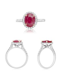Pave Shank Diamond & Ruby Ring
