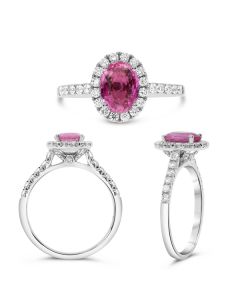 Pink Sapphire and Diamond Ring in 18K White Gold