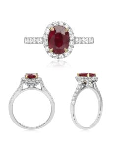 Oval Ruby Halo Ring