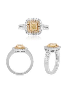 Yellow Diamond Double Halo Ring