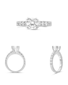 Double Prong Round White Diamond Ring