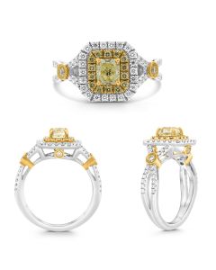 Cushion Fancy Yellow Diamond Ring
