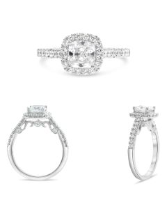French Pave Halo Engagement Setting