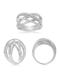 White Gold Overlapping Pave Ring