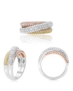 Overlapping Colored Diamond Ring