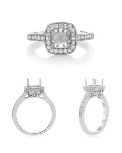 White Gold Milgrain Engagement Setting