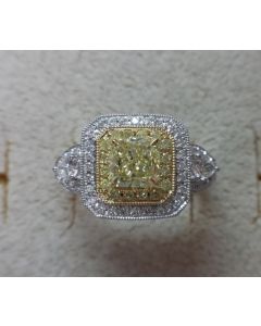 Cushion Fancy Yellow Diamond Ring