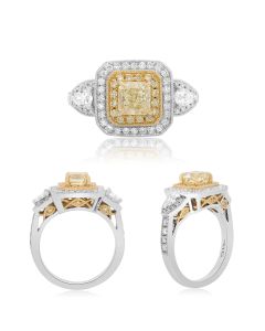 Two Tone Milgrain Diamond Ring