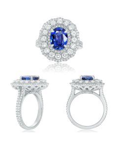 Oval Natural Sapphire & Diamond Ring