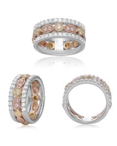 Mixed Shape Fancy Yellow/Pink Diamond Ring