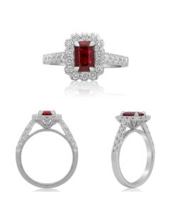 Emerald Cut Ruby Ring