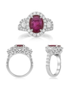 White Gold Oval Ruby & Diamond Ring