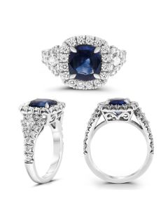 Prong Set Sapphire Side Stone Ring