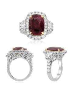 Platinum Ruby Sidestone Ring