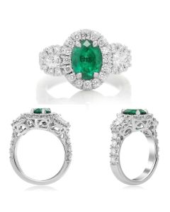 Oval Cut Emerald Side Stone Ring