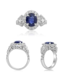 Oval Sapphire Halo Ring