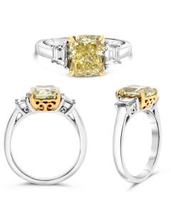 Cushion Fancy Yellow Diamond Ring