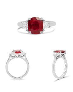 Platinum Three Stone Ruby Ring