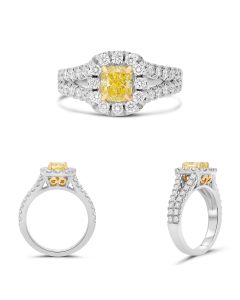 Radiant Fancy Yellow Diamond Ring