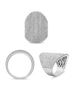 White Diamond Pave Shield Ring